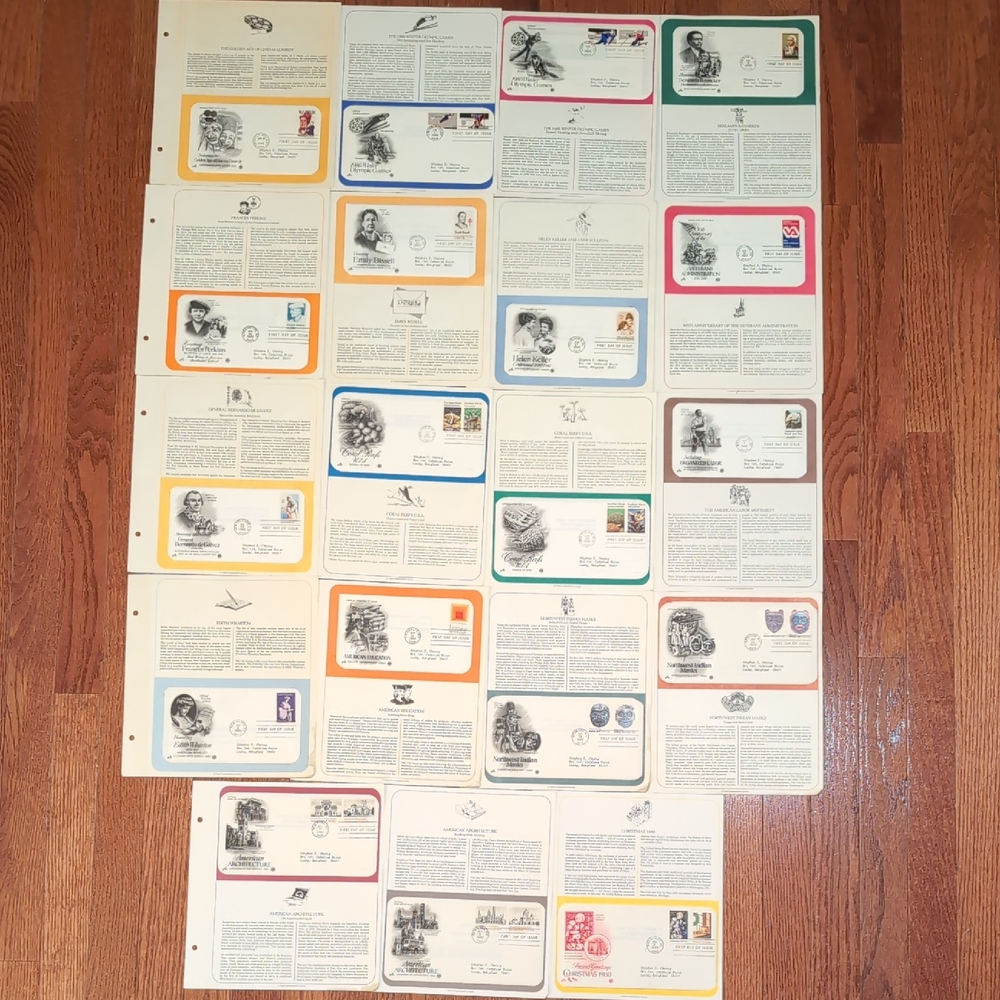 USPS 1980 First Day Cover Album Pages with Stamps + Envelopes 19 Pages